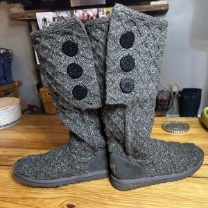 UGG Cardy gray knit boots Good preloved condition Decorative buttons